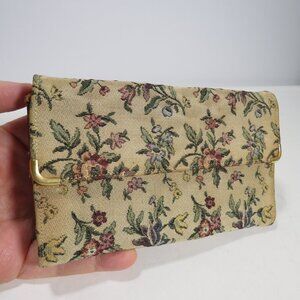 VTG tapestry wallet change purse with thick vintage mirror mini bag